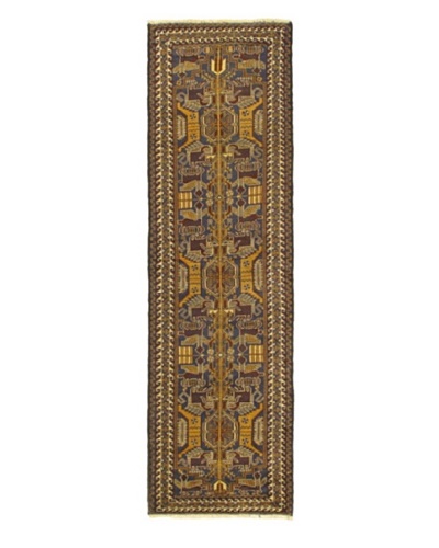 Hand-knotted Rizbaft Traditional Runner Wool Rug, Navy, 2' 8 x 9' 8 Runner