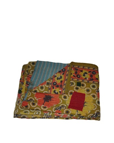 Vintage Pushpa Kantha Throw, Multi, 60 x 90