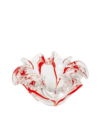 Murano Glass Dish, Clear/Red