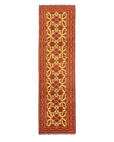 Hand-knotted Uzbek Kargahi Traditional Runner Wool Rug, Orange, 2' 9 x 9' 1 Runner