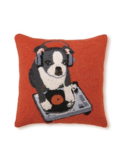 Hook Pillow, DJ Boston Terrier, 18 x 18