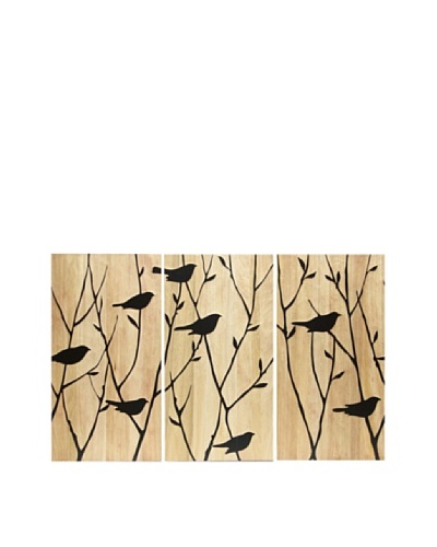 Set of 3 Black Birds Wall Décor