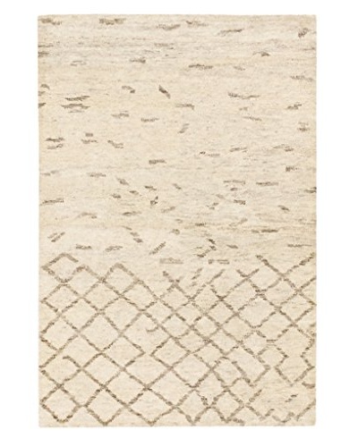 Hand-Knotted Royal Maroc Wool Rug, Cream, 4' x 5' 10