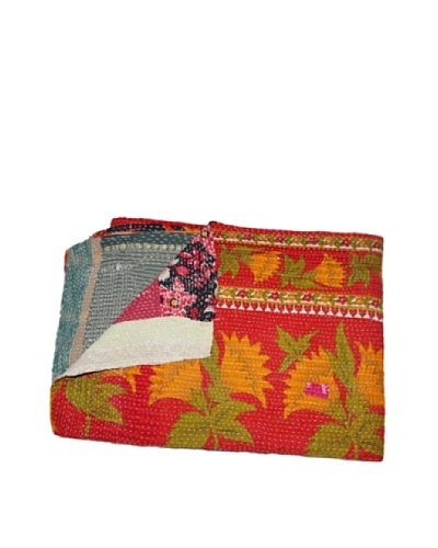 Large Vintage Navneet Kantha Throw, Multi, 60 x 90