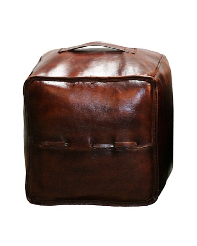 Leather Colla Ottoman, Chocolate