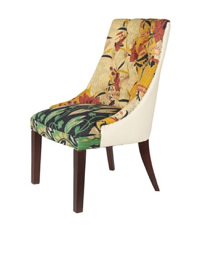 Kantha Accent Chair, Amber/Black Multi