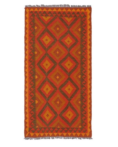 Hand woven Anatolian Kilim Traditional Runner Wool Kilim, Red, 3' 3 x 6' 6 Runner