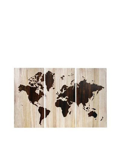 Set of 3 World Map Wall Décor