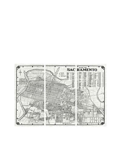 Oliver Gal Map of Sacramento 1938 Triptych Canvas Art