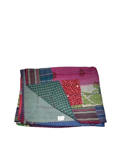 Vintage Lalima Kantha Throw, Multi, 60 x 90