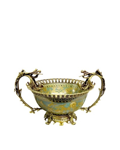 Green & Gold Arabesque Round Ormolu Bowl