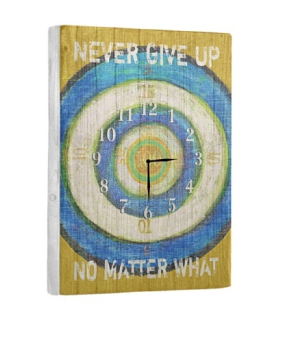 Never Give Up Reclaimed Wood Clock, Blue