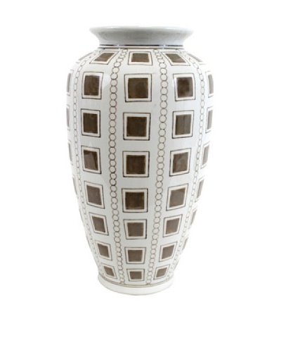 Rhonda Vase, White/Brown