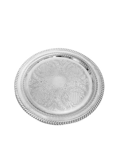 Vintage Ornate Round Serving Tray, c.1950s