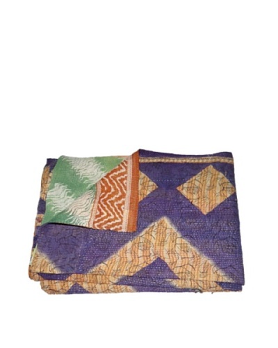 Large Vintage Gowri Kantha Throw, Multi, 60″ x 90″