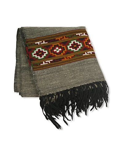 Kullu Hand-Loomed Throw, Charcoal/Burgundy