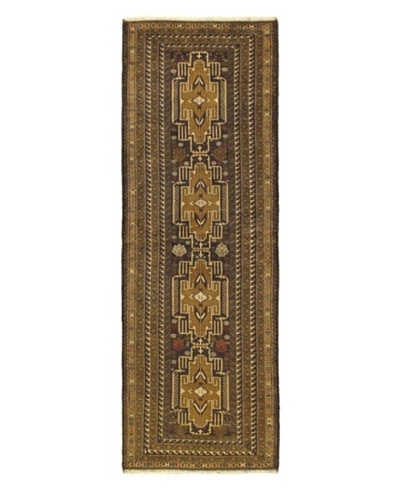 Hand-knotted Rizbaft Traditional Runner Wool Rug, Navy, 3' x 8' 1 Runner