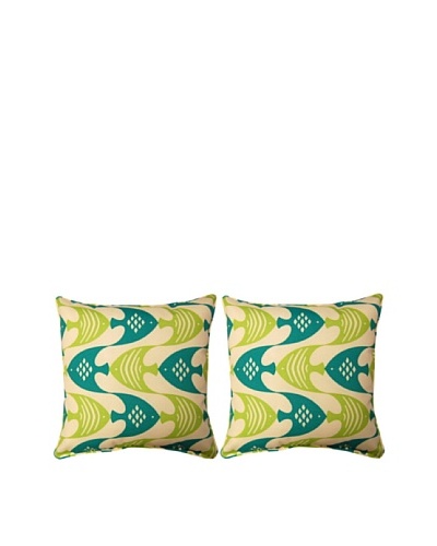 Ocean Current Set of 2 Corded 17″ Pillows
