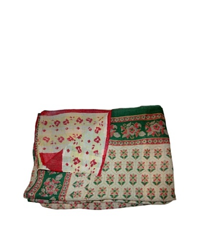 Large Vintage Lavanya Kantha Throw, Multi, 60 x 90