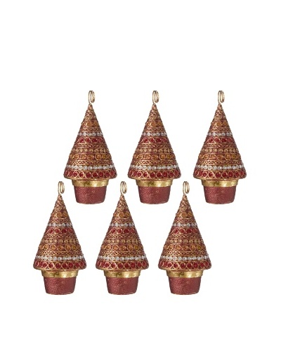 Set of 6 Horizontal Dot Design Cone Tree Placecard Holders