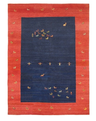 Hand-Knotted Gabbeh Transitional Rug, Dark Navy/Red, 8' 3 x 11' 2