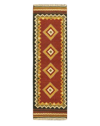 Hand Woven Kashkoli Wool Kilim, Red, 2' x 6' 7 Runner