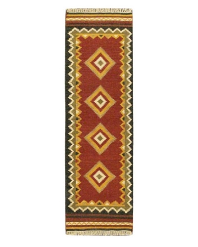 Hand Woven Kashkoli Wool Kilim, Red, 2' x 6' 7 Runner