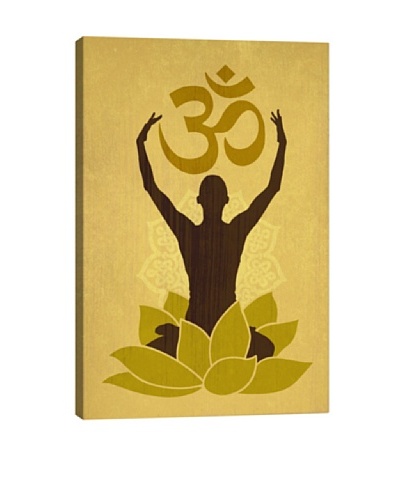 OM Lotus Flower Pose Green by DarkLord Giclée Canvas Print