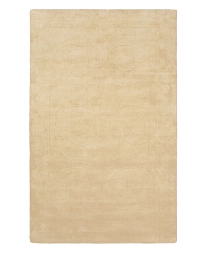 Handmade Abstract Art Modern Wool Rug, Beige, 5' 1 x 8'