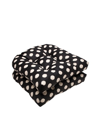 Waverly Sun-n-Shade Set of 2 Solar Spot Ebony Wicker Seat Cushions [Black/Cream]