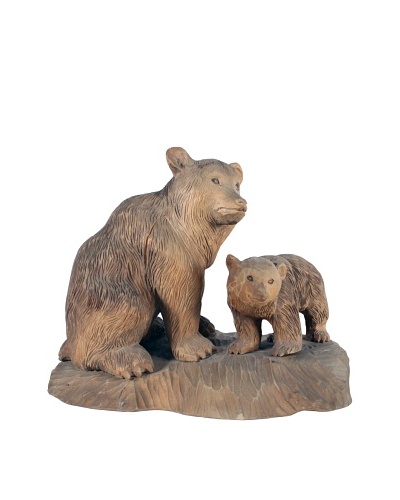 Bear & Cub Carved Sculpture, Brown