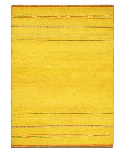 Hand-Knotted Gabbeh Modern Rug, Gold, 4′ 1″ x 5′ 9″