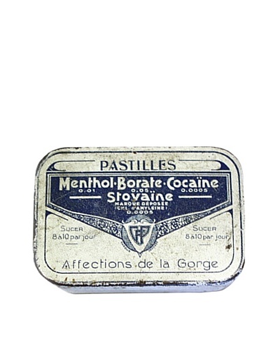 Vintage Pastilles Menthol Borate Cocaine Stovaine Tin, White/Blue