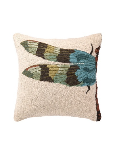 Hook Pillow, Blue Dragonfly, 18 x 18