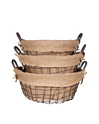Set of 3 Farmhouse Round School Baskets