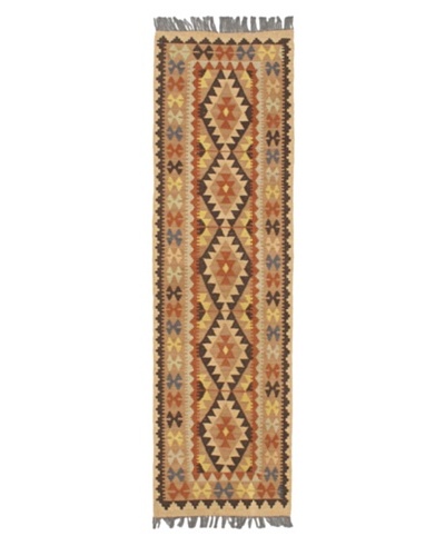 Hand Woven Istanbul Yama Wool Kilim, Beige, 1' 11 x 6' 9 Runner