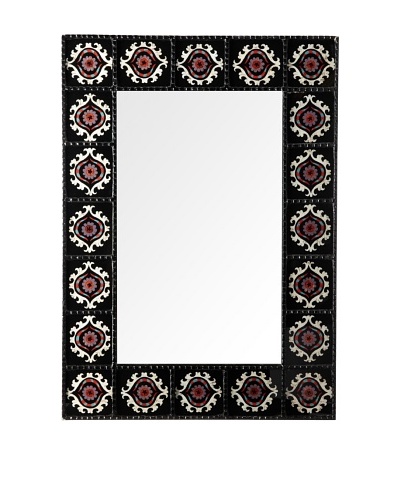 Reverse-Painted Glass Rectangular Mirror, Black