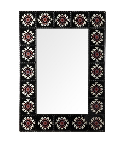 Reverse-Painted Glass Rectangular Mirror, Black