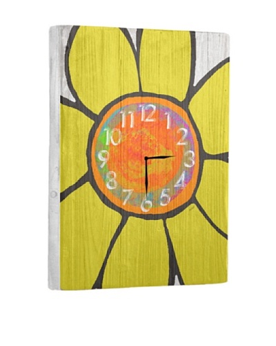 Green Flower Reclaimed Wood Clock