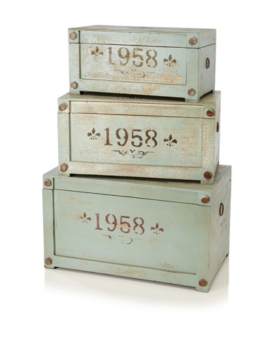 Set of 3 Multi Size Wooden “1958” Trunks