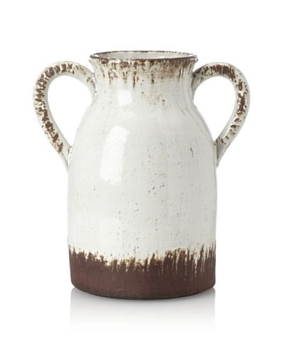 10″ Ceramic Jug, Off-White/Brown