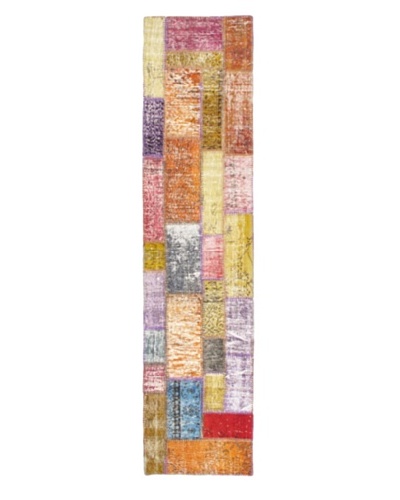Handmade Ottoman Yama Patchwork Wool Rug, Dark Orange, 2' 7 x 10' 6 Runner