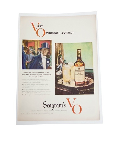 Vintage Circa 1940 Seagram’s Whiskey V.O. Ad