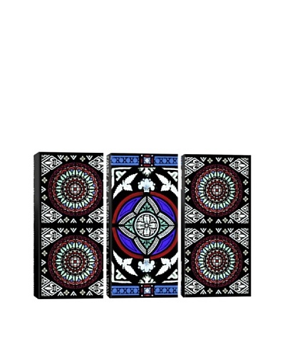 White Winter Stained Glass Triptych Giclée On Canvas