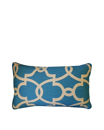 Dean Throw Pillow, Turquoise/Cream