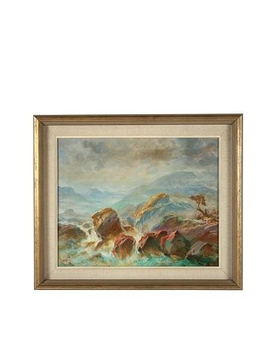 L. Weng Waves Crashing Framed Artwork