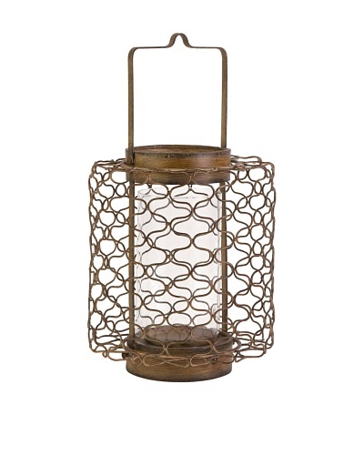 Escate Small Wire Lantern with Glass Hurricane