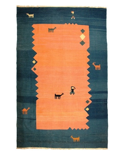 Kilim Rug, Orange/Blue,