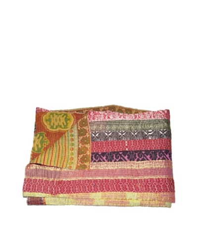 Large Vintage Karishma Kantha Throw, Multi, 60″ x 90″