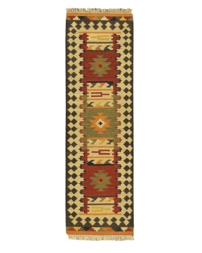 Izmir Kilim Casual Kilim, Dark Red, 2' x 6' 7 Runner